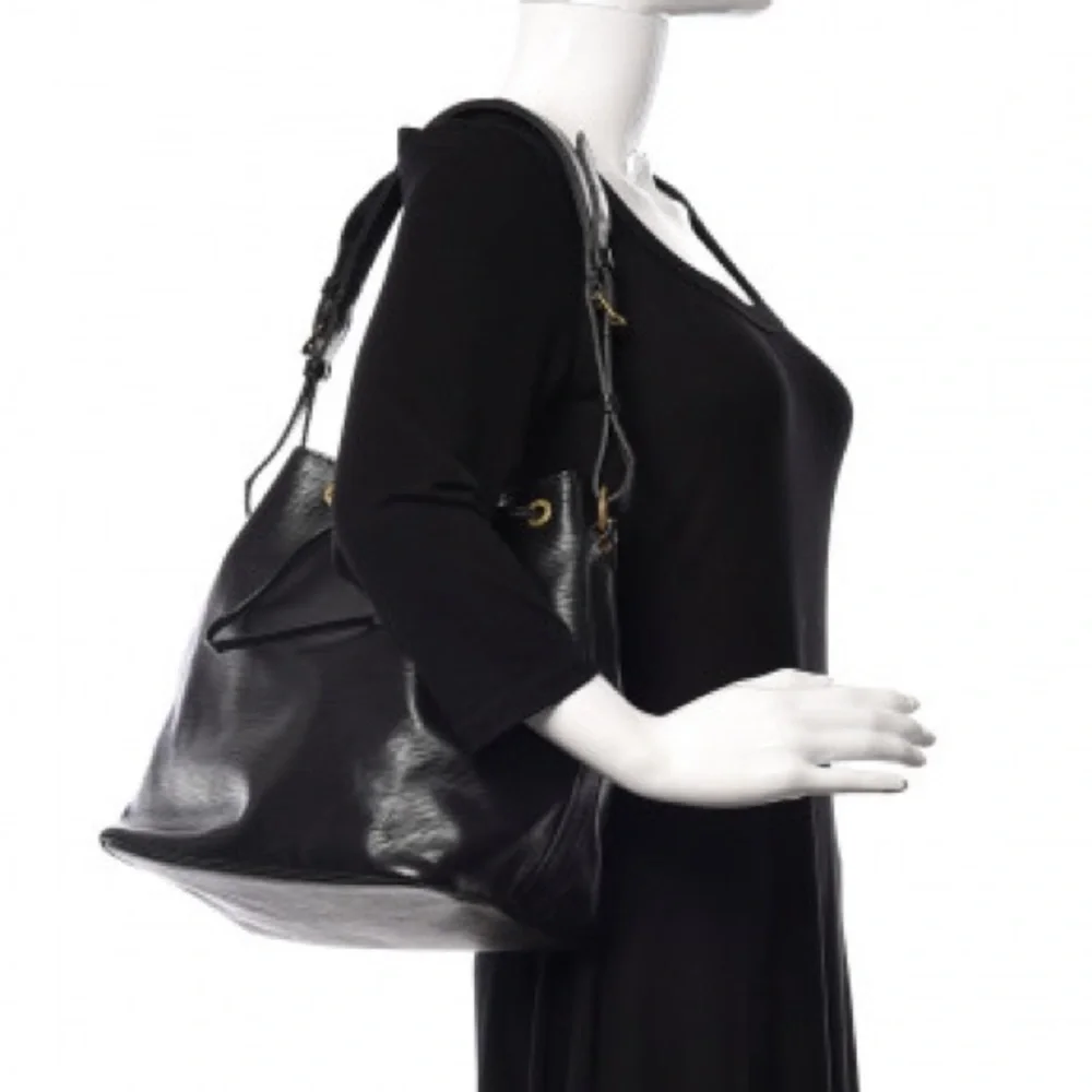 LOUIS VUITTON BLACK PETIT NOÉ LEATHER HANDBAG 💎 AUTHENTIC 💎 - Picture 9 of 13